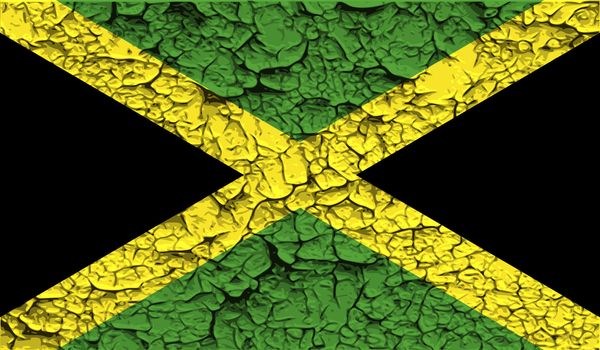 Flag of Jamaica with old texture.  illustration