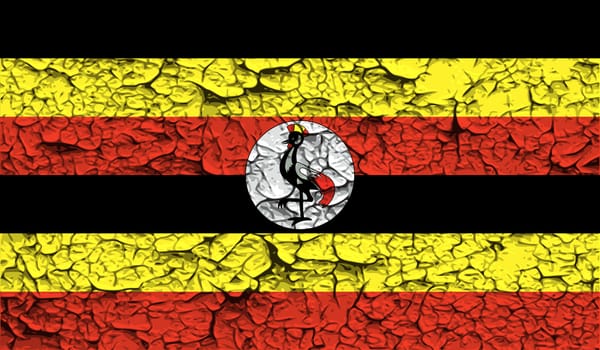 Flag of Uganda with old texture.  illustration