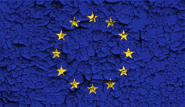 Flag of European Union with old texture.  illustration