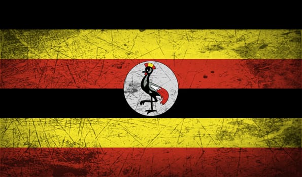 Flag of Uganda with old texture.  illustration