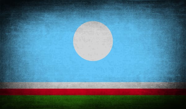 Flag of  Sakha Yakutia Republic, Russia with old texture.  illustration