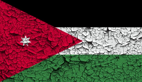 Flag of Jordan with old texture.  illustration