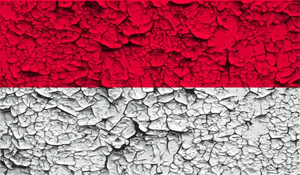 Flag of Monaco with old texture.  illustration