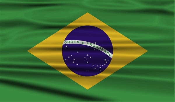 Flag of Brazil with old texture.  illustration