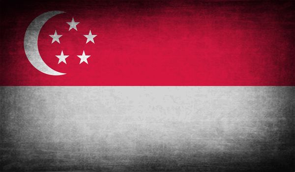 Flag Republic of Singapore with old texture.  illustration