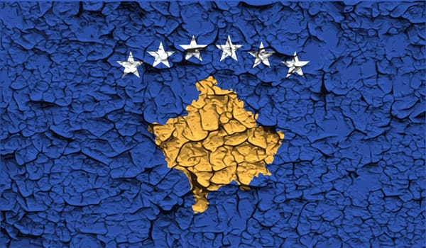 Flag of Kosovo with old texture.  illustration