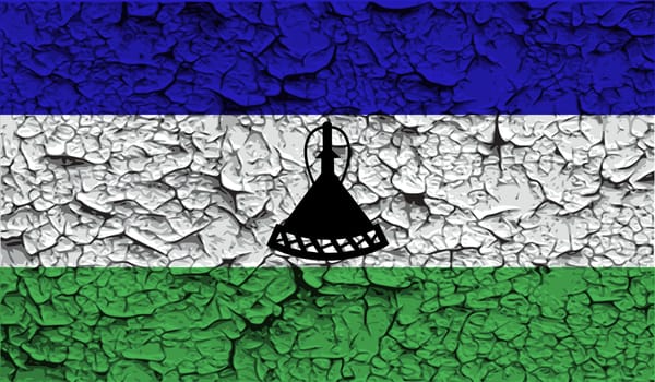 Flag of Lesotho with old texture.  illustration