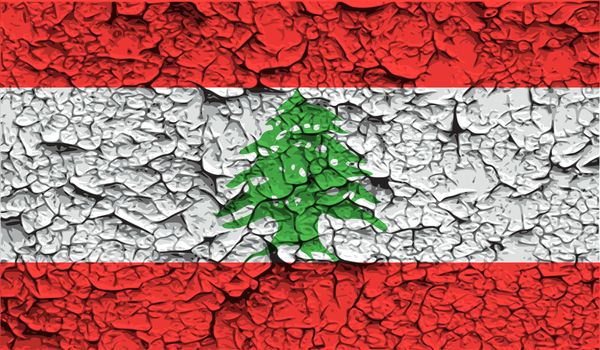 Flag of Lebanon with old texture.  illustration