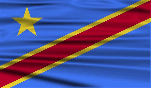 Flag of Congo Democratic Republic with old texture.  illustration