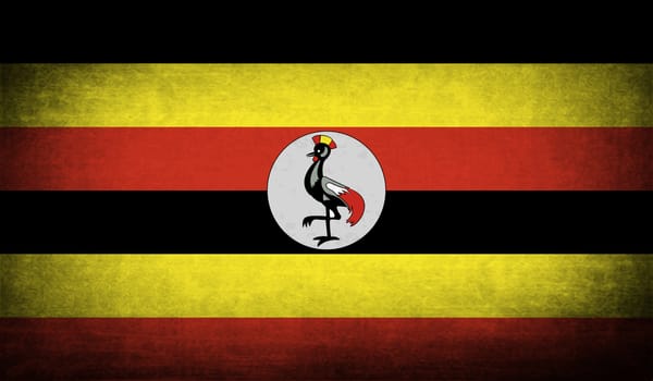 Flag of Uganda with old texture.  illustration