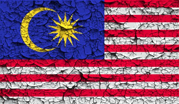 Flag of Malaysia with old texture.  illustration