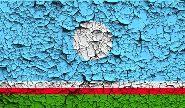 Flag of  Sakha Yakutia Republic, Russia with old texture.  illustration