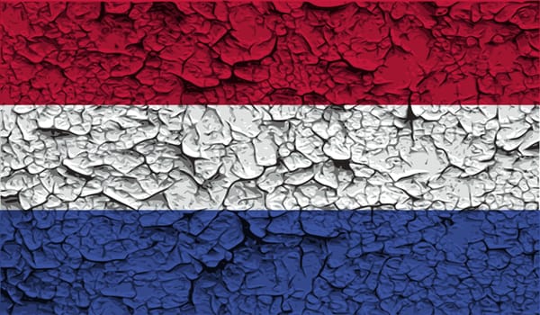 Flag of Netherlands with old texture.  illustration