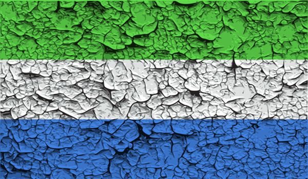 Flag of Sierra Leone with old texture.  illustration