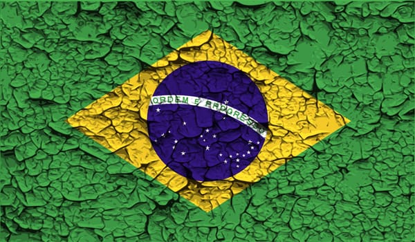 Flag of Brazil with old texture.  illustration