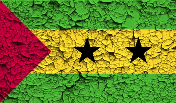 Flag of Sao Tome and Principe with old texture.  illustration