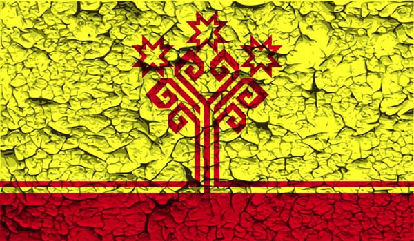 Flag of Chuvashia with old texture.  illustration