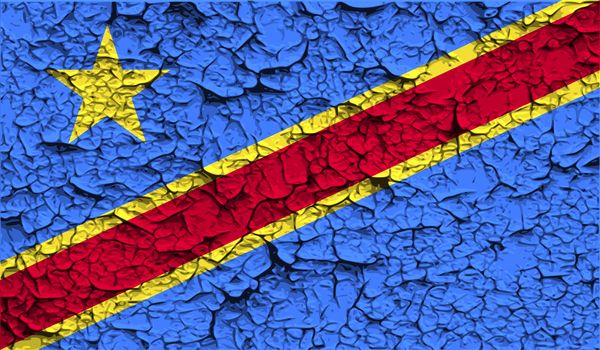 Flag of Congo Democratic Republic with old texture.  illustration