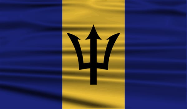Flag of Barbados with old texture.  illustration