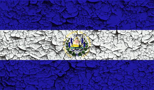 Flag of El Salvador with old texture.  illustration