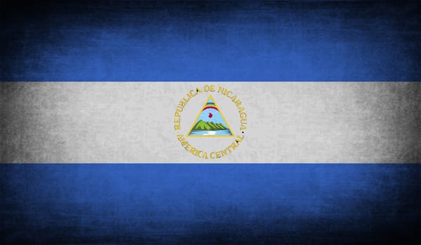 Flag of Nicaragua with old texture.  illustration