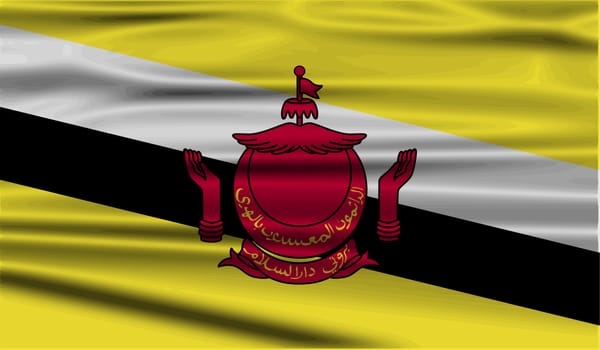 Flag of Brunei with old texture.  illustration