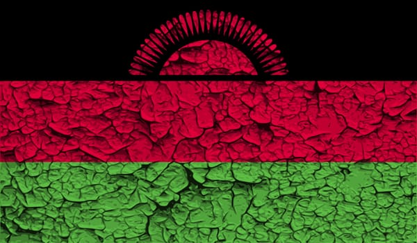 Flag of Malawi with old texture.  illustration