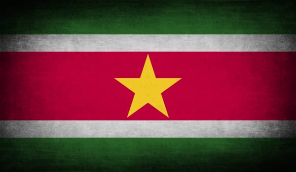 Flag of Suriname with old texture.  illustration