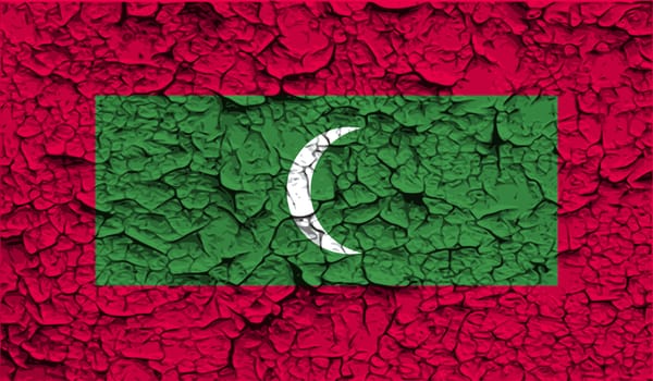 Flag of Maldives with old texture.  illustration