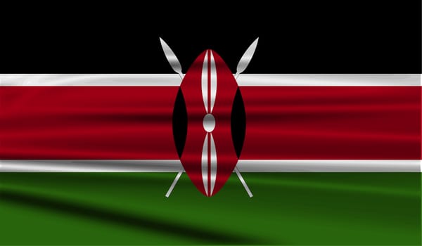 Flag of Kenya with old texture.  illustration