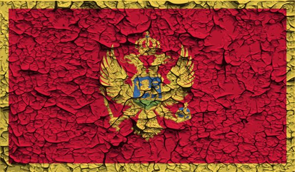 Flag of Montenegro with old texture.  illustration