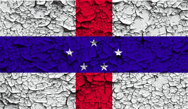 Flag of Netherlands Antilles with old texture.  illustration