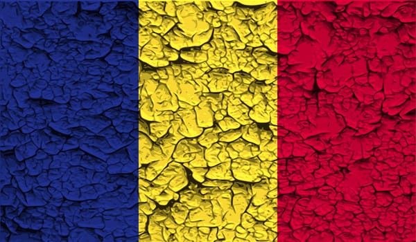 Flag of Romania with old texture.  illustration