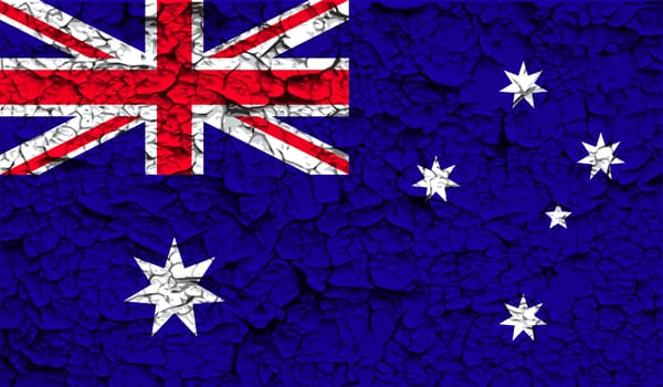 Flag of Australia with old texture.  illustration