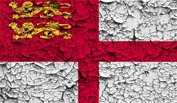 Flag of Sark with old texture.  illustration