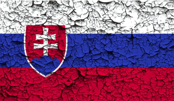 Flag of Slovakia with old texture.  illustration