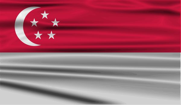 Flag Republic of Singapore with old texture.  illustration