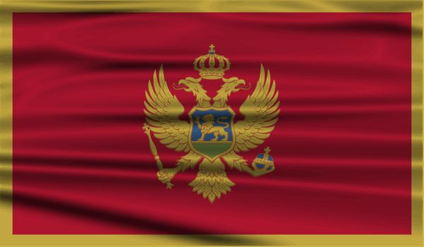 Flag of Montenegro with old texture.  illustration