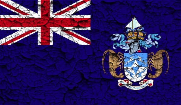 Flag of Tristan da Cunha with old texture.  illustration