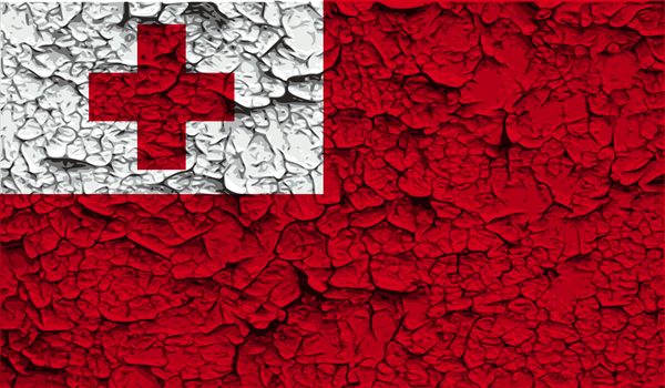 Flag of Tonga with old texture.  illustration