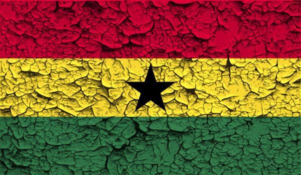 Flag of Ghana with old texture.  illustration