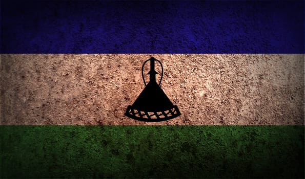 Flag of Lesotho with old texture.  illustration