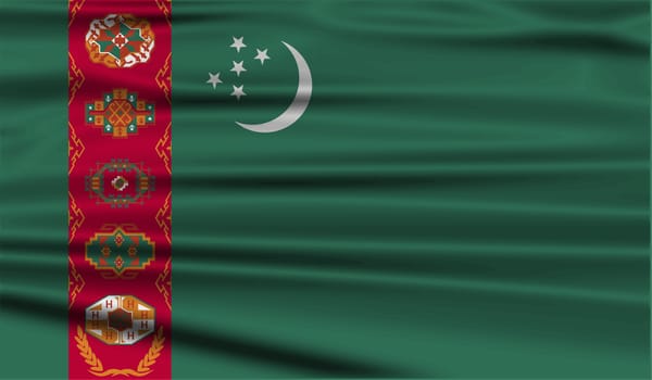 Flag of Turkmenistan with old texture.  illustration