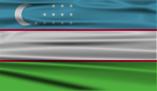 Flag of Uzbekistan with old texture.  illustration