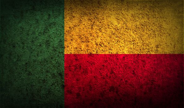 Flag of Benin with old texture.  illustration