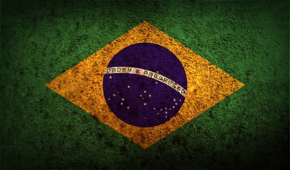 Flag of Brazil with old texture.  illustration