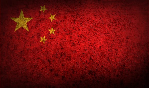 Flag of China with old texture.  illustration