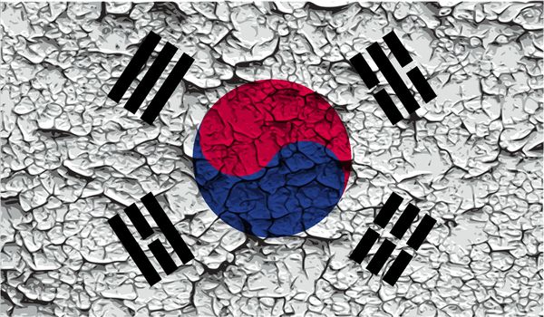 Flag of South Korea with old texture.  illustration