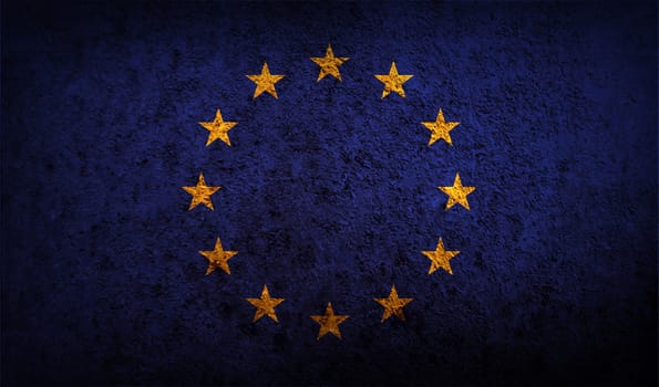 Flag of European Union with old texture.  illustration