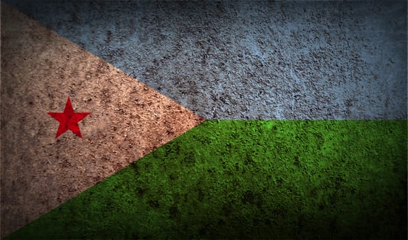 Flag of Djibouti with old texture.  illustration